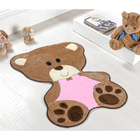 Tapete Menina Ursa Rosa Pelúcia 78cm X 54cm Antiderrapante
