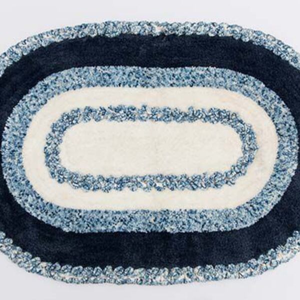 Tapete Microfibra Oval Londres 55 X 85 Cm - Azul