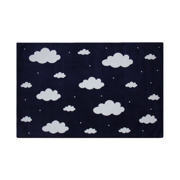Tapete Moriah Infantil Nuvens Azul Marinho - 0,95 X 1,50 M