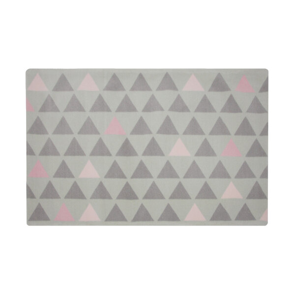 Tapete Moriah Triângulos Rosa E Cinza - 0,95 X 1,50 M
