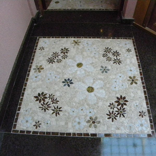 tapete mosaico piso jardim florido r102 90 cm