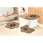 Tapete Para Banheiro 3 Peças Antiderrapante Marrom Margaridas