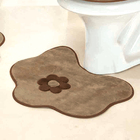 Tapete Para Banheiro 3 Peças Antiderrapante Marrom Margaridas