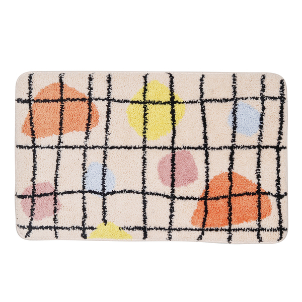 Tapete para Banheiro Antiderrapante Abstrato Grid 40x60cm Oikos