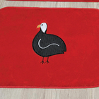 Tapete Para Cozinha De Pelúcia Galinha Angola Vermelho 3 Peça