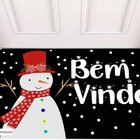 Tapete Para Porta Avulso Boneco De Neve Preto 40cm X 60cm