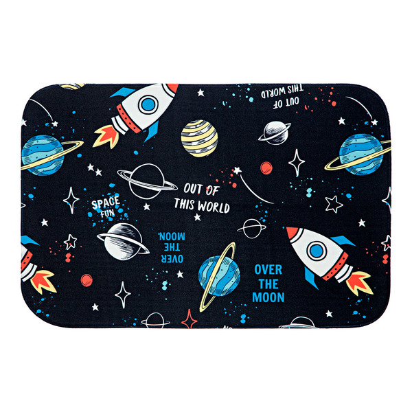 Tapete Para Quarto Estampado Astronauta Preto 60cm X 40cm - B