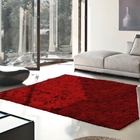 Tapete Para Quarto Felpudo 40mm De Pelo Retangular Vermelho C