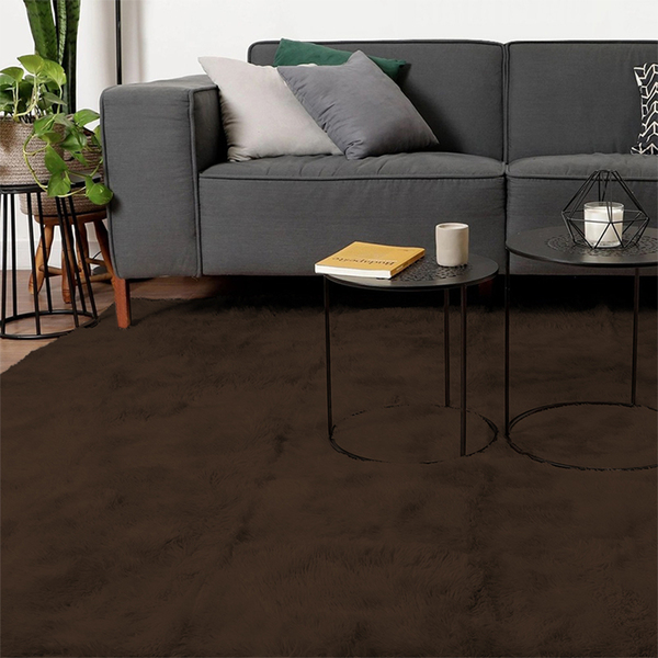 Tapete Para Quarto Peludo 200x150cm Marrom 40mm Casen