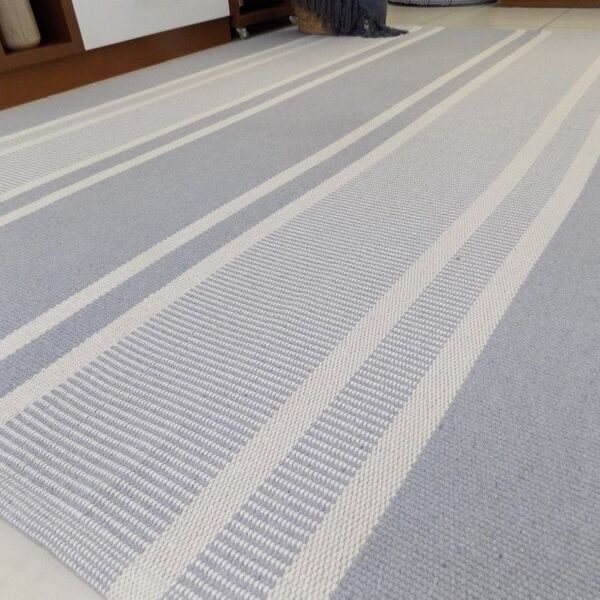 Tapete Para Sala Cinza E Cru Listrado 1.50x2.00