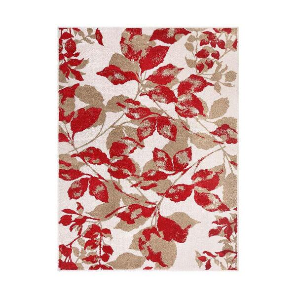 Tapete Para Sala Classic Leaf 67 Bege-vermelho 1,00x1,50m - J