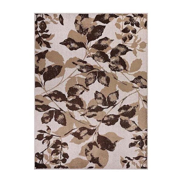 Tapete Para Sala Classic Leaf 87 Bege-marrom 2,00x2,50m - J S