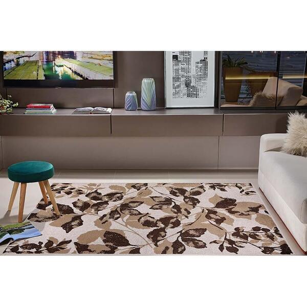 Tapete Para Sala Classic Leaf Bege Marrom 1,00x1,50m