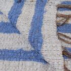 Tapete Para Sala Cru E Azul Felpudo Listrado 1.50x2.00