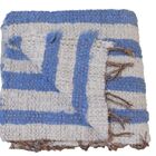 Tapete Para Sala Cru E Azul Felpudo Listrado 1.50x2.00