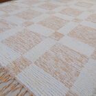 Tapete Para Sala Cru E Bege 1.50x2.00 Felpudo Quadriculado