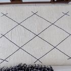 Tapete Para Sala Cru E Preto Bordado Geométrico 1.50x2.00