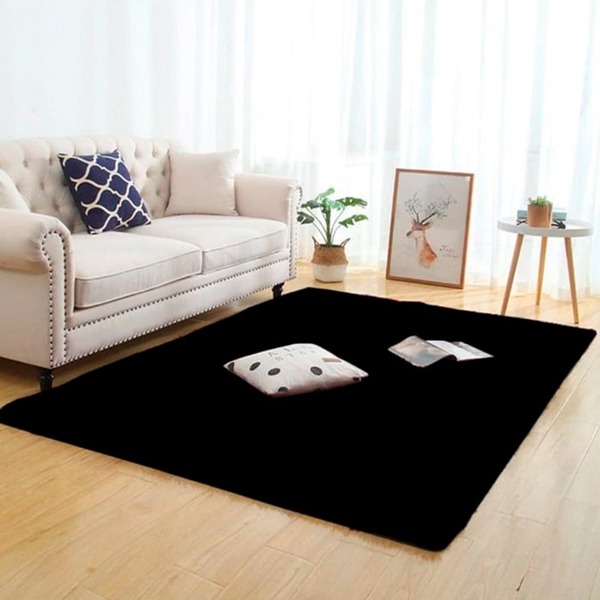 higienização de tapetes: sala com Tapete para sala e quarto 2x3m felpudo preto Casen