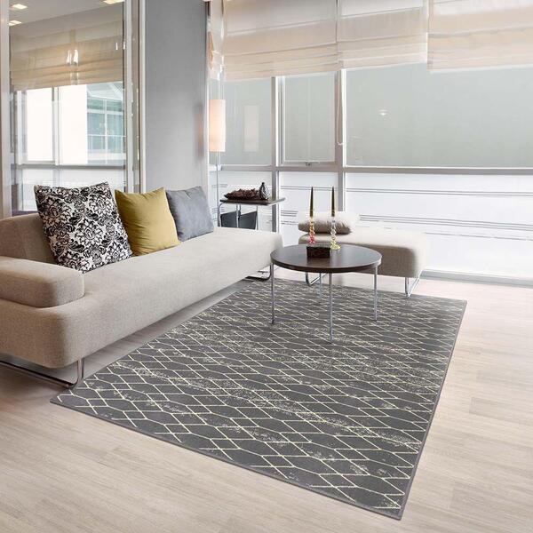 Tapete Para Sala Herat Tela Cinza 1,50x2,00m - São Carlos