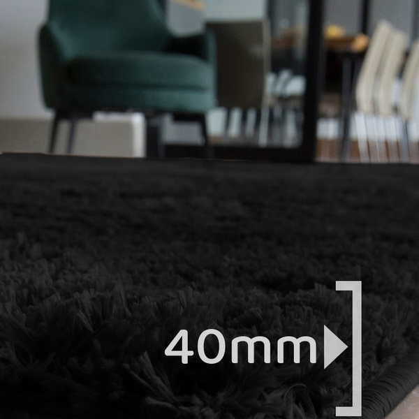 Tapete Para Sala Pelo Peludo Retangular 200x240cm Casen Preto