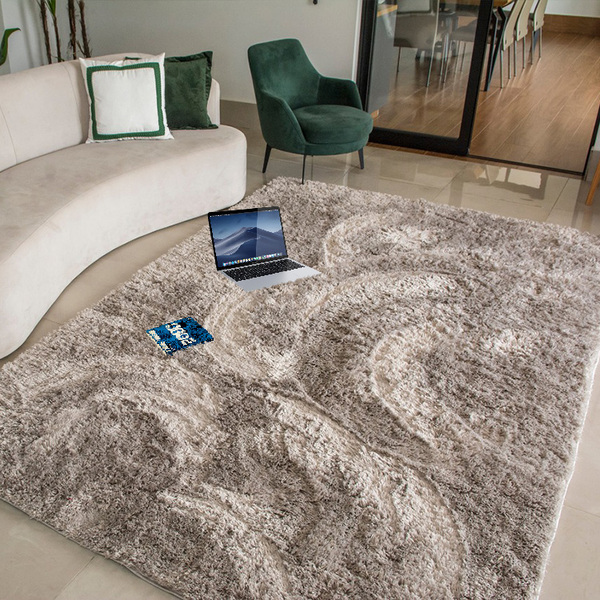 tapete para sala quarto moderno felpudo retangular 200x140cm cinza casen
