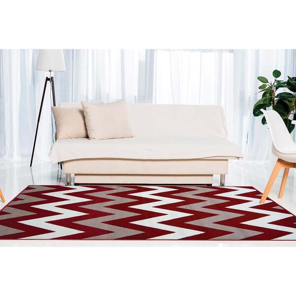 Tapete Para Sala Renaissance Zig Zag 10 Vermelho 1,00x1,50m -
