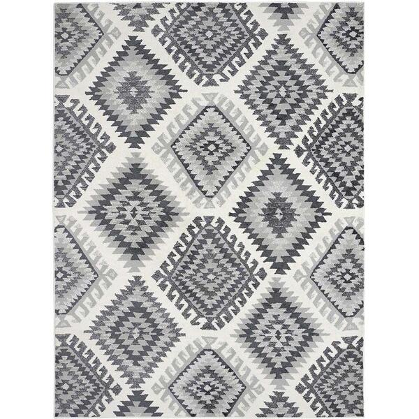 Tapete Para Sala Santorini 5503 Cinza-branco 2,00x2,50m