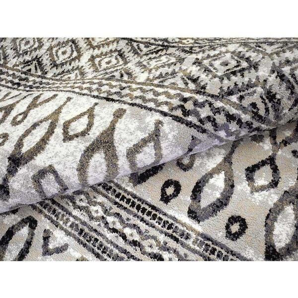 Tapete Para Sala Santorini 564 Cinza-bege-branco 2,00x2