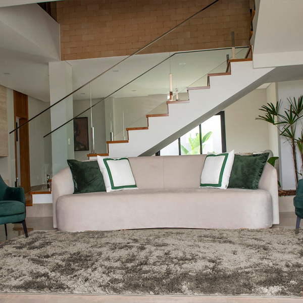 Tapete Para Sala Shaggy Requintemacio Retangular Cinza Casen