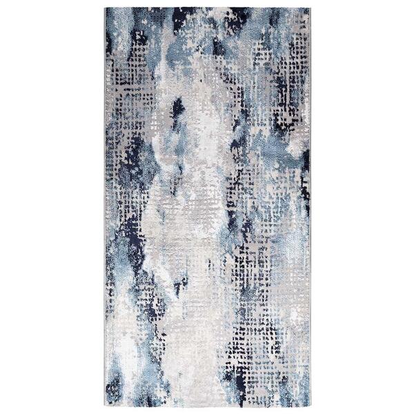 Tapete Para Sala Soft Abstrato 2 Azul 1,50x2,00m - Qaza