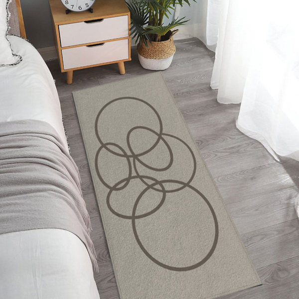 Tapete Passadeira Antiderrapante Areia Círculos Marrom 45x140