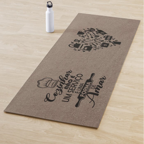 Tapete Passadeira Antiderrapante Bege Coração Preto 45x140cm