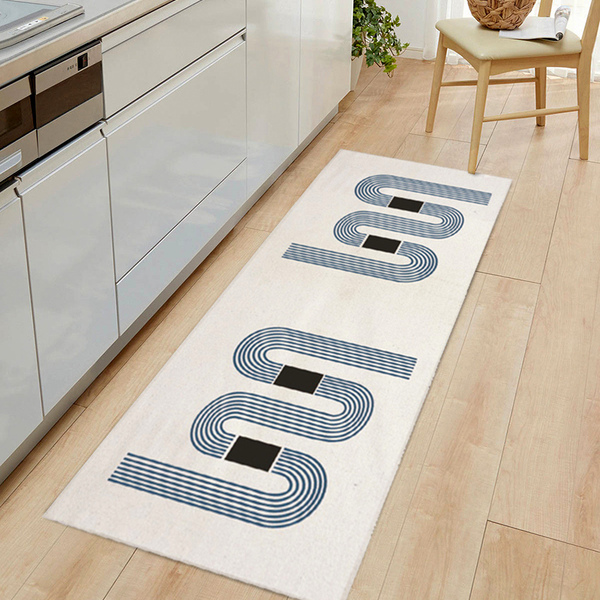 Tapete Passadeira Antiderrapante Natural Vega Azul 45x140cm