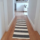 Tapete Passadeira Boho Listrado 45x140cm Natural/preto - Anti