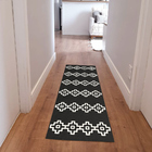 Tapete Passadeira Boho Ponto Cruz 45x140cm Preto/natural - An