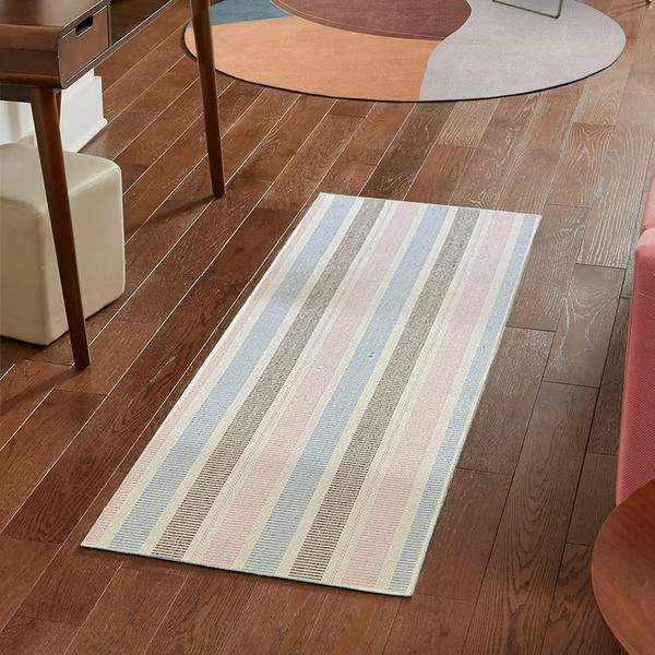 Tapete Passadeira Boho Straws Antiderrapante Rosa 45x140cm