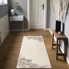 Tapete Passadeira Natural 45x140cm Flores/marrom - Antiderrap