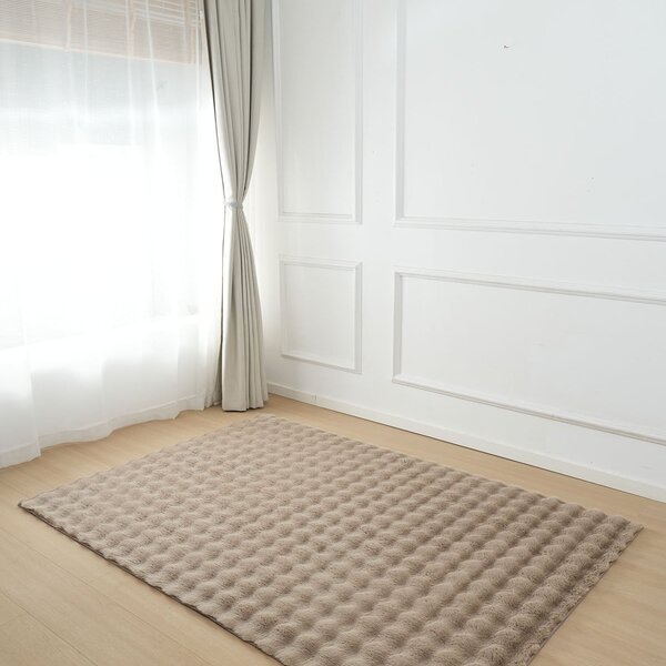 Tapete Pelo Alto Ondulado Waves 100x140cm - Jolitex Bege