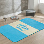 Tapete Pelucia Passadeira Para Quarto Criança Coroa - Turquesa