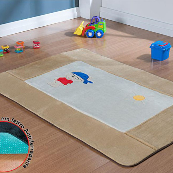 Tapete Pelucia Passadeira Para Quarto Criança Pirata - Bege