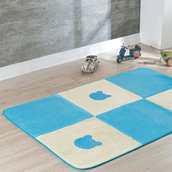 Tapete Pelucia Passadeira Para Quarto Criança Urso - Turquesa