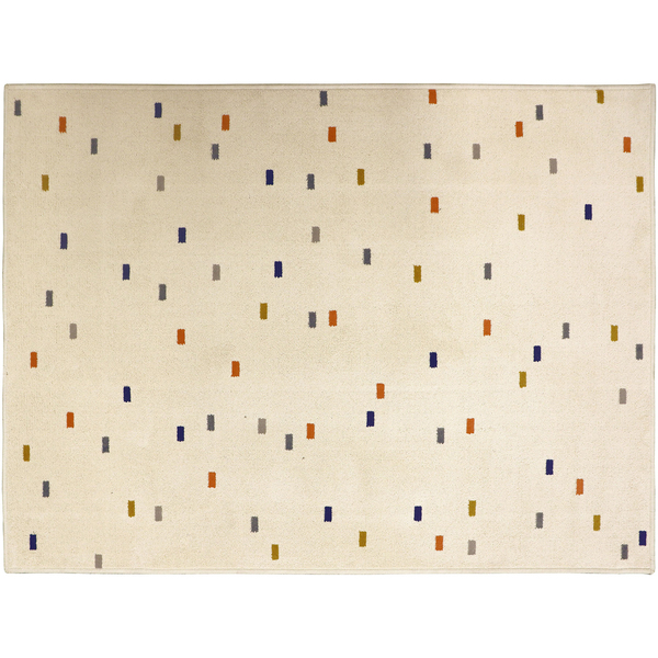 Tapete Pontilhado Retangular de Algodão e Polipropileno Bege Áreas Internas 1,00x1,50m