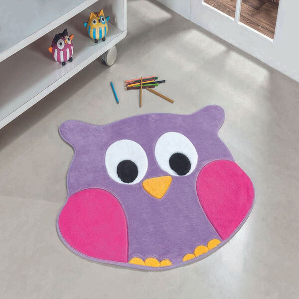 Tapete Premium Baby Coruja 78cm X 64cm Lilás Guga Tapetes