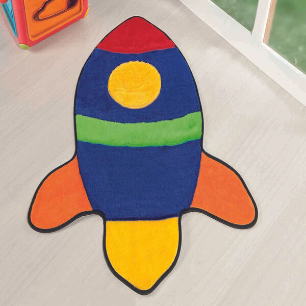 Tapete Premium Baby Foguete 76cm X 63cm Azul Royal Guga Tapet