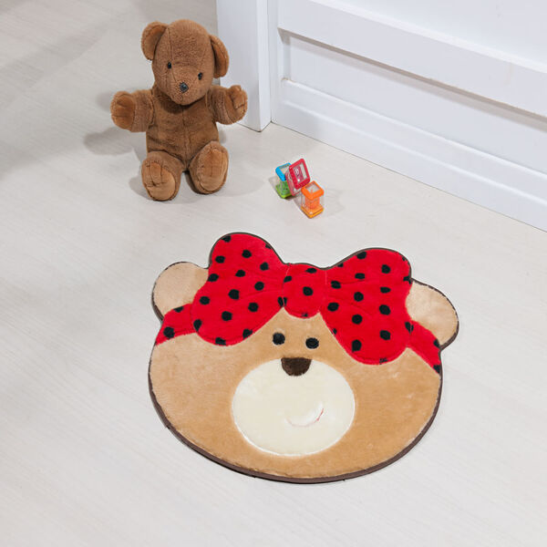 Tapete Premium Baby Ursinha Laço 75cm X 62cm Vermelho Guga Ta