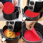 Tapete Protetor Silicone Redondo Air Fryer 20cm - Preto