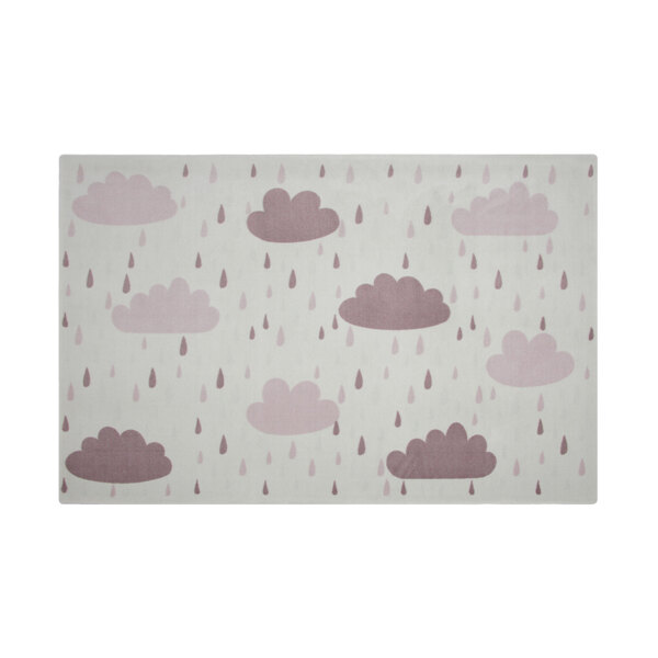 Tapete Quarto Infantil Pingo De Nuvens Rosê - 0,95 X 1,50