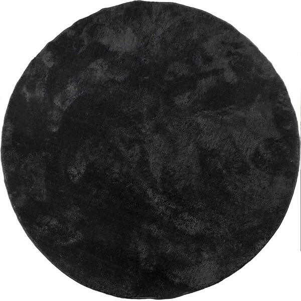 Tapete Redondo 1,00m  Quarto Sala Escritório Pelo Macio. Preto
