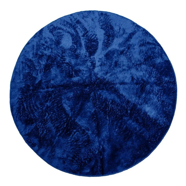 Tapete Redondo 1,50x1,50 Azul Shaggy Sala Escritório B