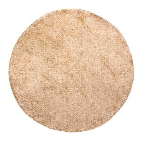 Tapete Redondo 1,50x1,50 Bege Mescla Shaggy Quarto Luxo B